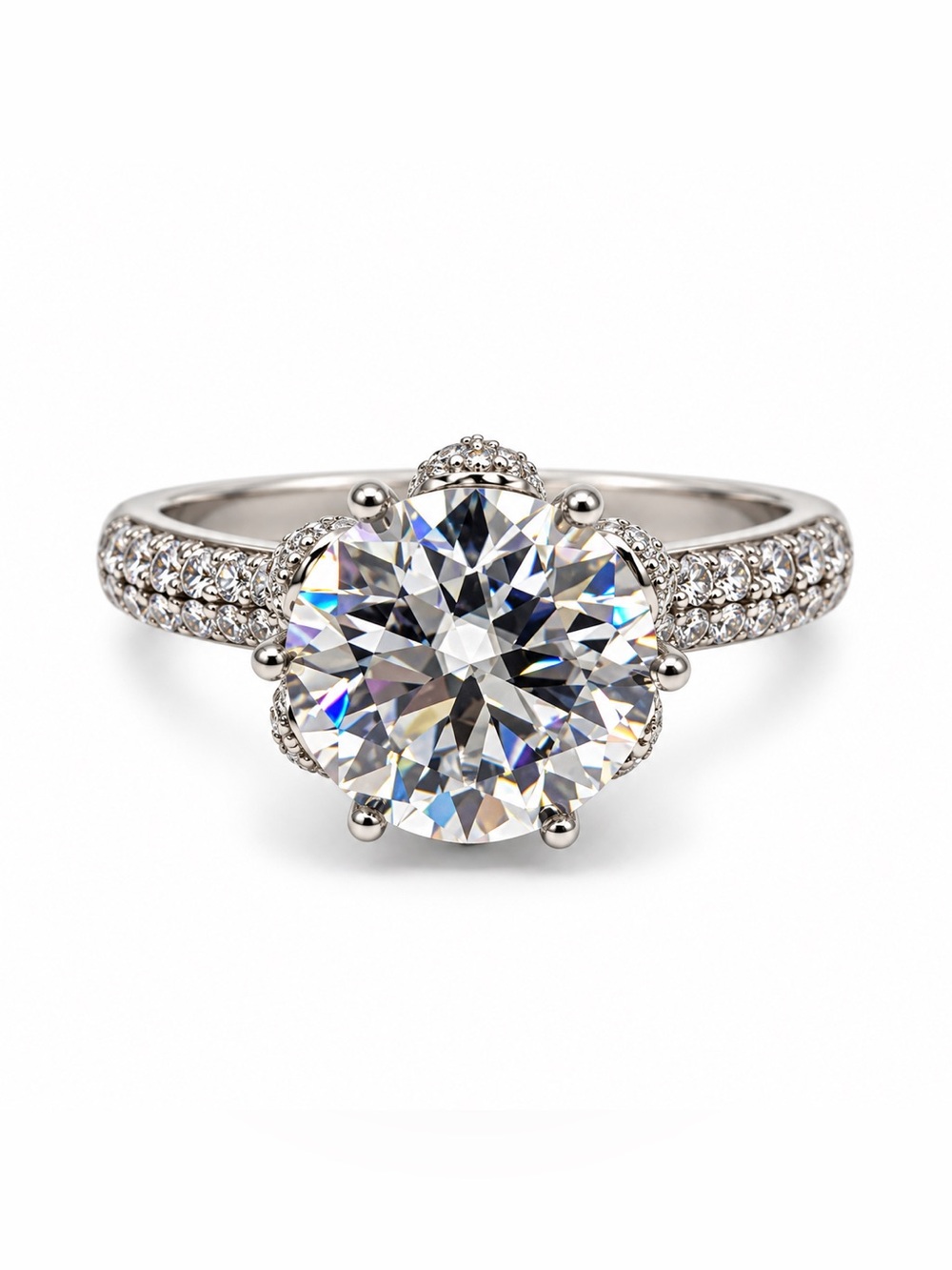 5CT Moissanite Ring Size 7 18K Gold Plated 925 Sterling Silver